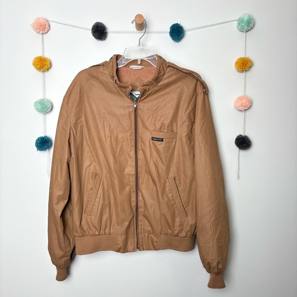 Members Only 80s Vintage Full Zip Brown Racer Jacket